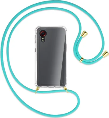 Produktbild von Handykette Backcover-Schutzhülle mit Band (Metall goldfarben) für Samsung Galaxy Xcover 5 (G525) - türkis