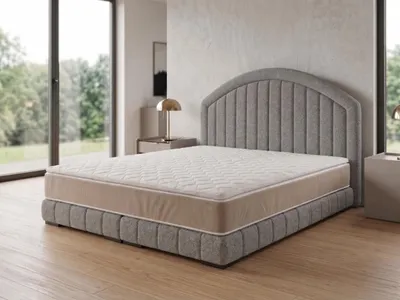 Produktbild von Polsterbett  LEON 2 mit Kopfteil, modernes gepolstertes Bett in 140 x 200 cm Farbe: Grau