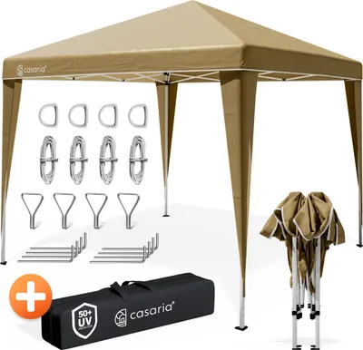 Image de CASARIA® Tonnelle de jardin pliable Capri 3x3m Pop-Up protection UV 50+ imperméable sac camping pavillon de jardin tente réception tente pliante beige