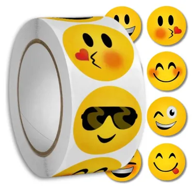 Produktbild von EDIBAZZAR | Bunte Emoji-Sticker auf Rolle 500 Stk. DIY-Emoticons für Kinder
