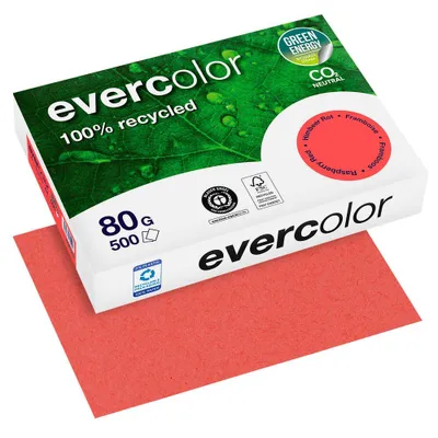 Image de Clairefontaine Clairefontaine Papier recyclable Evercolor himbeerrot DIN A4 80 g/qm 500 Blatt