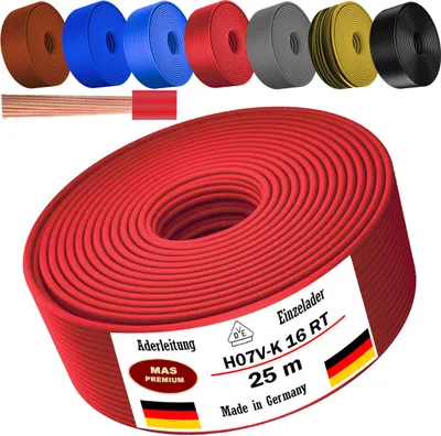 Produktbild von 25m Aderleitung H07 V-K RT 1x16 mm² Rot Einzelader flexibel