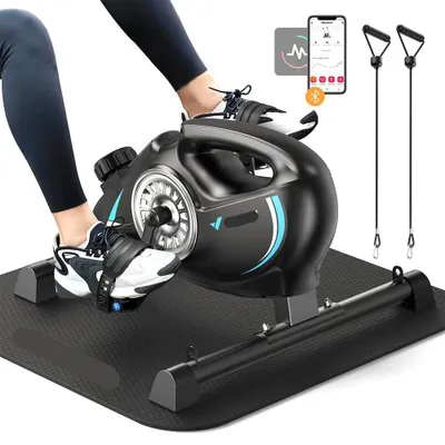 Immagine prodotto di Mini cyclette da casa – Bicicletta da scrivania – Allenatore per gambe e braccia – 16 livelli di resistenza – Schermo LCD
