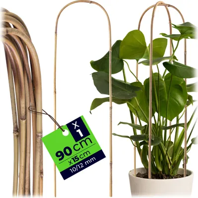 Produktbild von KADAX Bambusstab in U-Form, 90cm x 10/12mm x 15cm, Rankbogen aus Bambus, stabile Rankhilfe in Bogenform, Pflanzstab für Kletterpflanzen, Pflanzenstütze