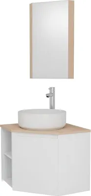 Produktbild von Eckwaschtisch-Set + Waschbecken + Wasserhahn + SORRENTO Eckbadezimmerschrank