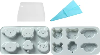 Obrázek produktu pro 2 kusy Zvířecí pes Panda pro DIY Cupcake Cake Topper Decor Gum Paste Shape Dezert Fondant Puding Jelly Shots Crystal Handmade Candy Ice Cream, s potrubím a škrabkou