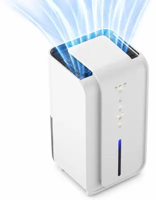 Produktbild von Luftentfeuchter für Zuhause, kompakter elektrischer Raumentfeuchter, 1,5 L Wassertank, Abschaltautomatik und 6-10 h Timer, Weiß
