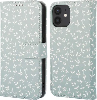 Zdjęcie produktu dla imoshion Design Bookcase dla Apple iPhone 12 (Pro) - Smoke Green Flowers