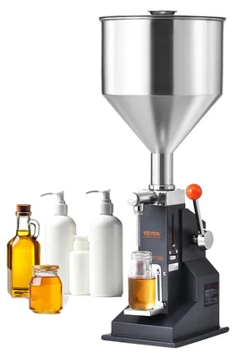 Obrázek produktu pro VEVOR 5-100 ml Plnicí stroj Ruční plnicí stroj na tekutiny z potravinářské nerezové oceli 304 silikonový plnicí stroj PTFE Včetně dvou trysek 4 mm / 8 mm ideální pro plnění medové olejové esence