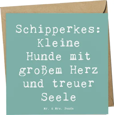 Produktbild von Mr. & Mrs. Panda Glückwunschkarte Spruch Schipperkes Herz - Meeresbrise - Geschenk, doppelkarte, Hunderassen Pflege, Grußkarte, kleine Hunde, Schipperke, anlasskarte