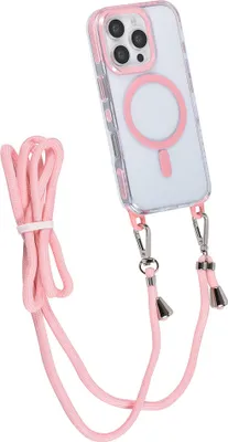 Obrázek produktu pro Pouzdro TUNIQ na zadní stranu iPhone 16 Pro – šňůrka na krk – TPU+PC – růžové