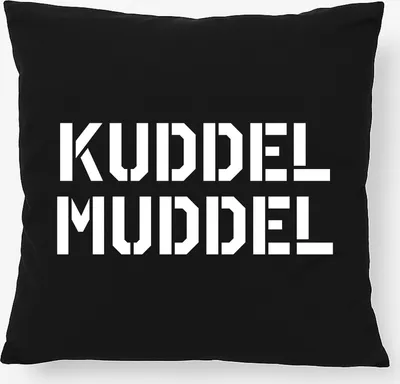 Produktbild von Huuraa Kissen Kuddelmuddel Schriftzug 40x40cm mit Füllung Black Baumwolle Dekokissen Geschenkidee