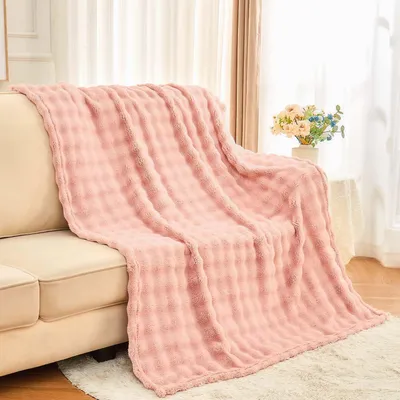 Produktbild von Flanelldecke 230 x 280 cm, rosa Kunstfell, warm, für Bett