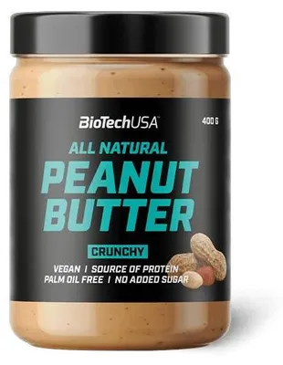 Produktbild von BioTechUSA 5999076235117, Nussaufstrich, Erdnuss, 400 g, 629 kcal, 2605 kJ, 52 g