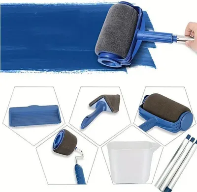 Produktbild von Profi Maler Set, Farbroller mit Tank für tropffreies Streichen - Fertig in Rekordzeit, Farbroller Set mit Kantenroller & Eckenstreichen - PRIMEPAINTER