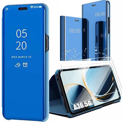 Image de Coque + 2 Verres Trempés pour Samsung Galaxy A36 5G, Protection Intégrale Anti-Rayures Antichoc Effet Miroir - Bleu