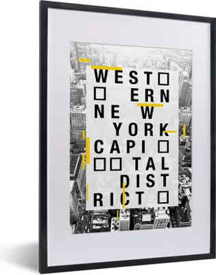 Produktbild von MuchoWow® MuchoWow® Gerahmtes Poster New York - Schwarz - Weiß 30x40 cm - Poster mit zchwarzem Bilderrahmen - Wandposter Schlafzimmer