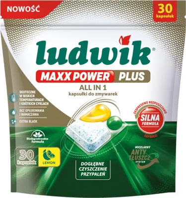 Zdjęcie produktu dla Ludwik ALL IN ONE MAXX POWER Lemon Kapsułki do Zmywarki 30 szt