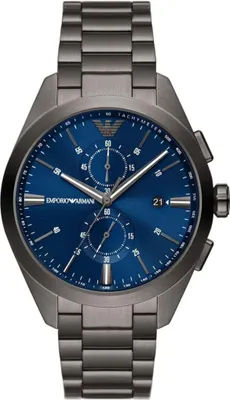 A close-up studio shot of a men's chronograph watch.