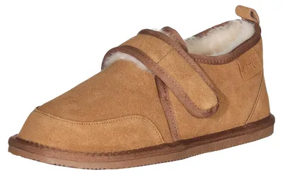 Produktbild von Harrys-Collection Herren Hausschuh Lammfell Klettverschluss, Braun, 42