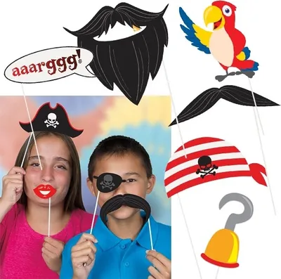 Produktbild von Requisiten für Piratenfoto-Selfies, Piratenhut, Augenklappe, Papagei