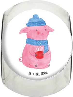 Produktbild von Mr. & Mrs. Panda gewürzglas Schwein Glühwein XL 2000ml - Weiß - Geschenk, Bonboniere, keksglas, Vorratsdose, Weihnachtsmarkt, glasbehälter, Punsch, Kaffeedose, Bonbonglas