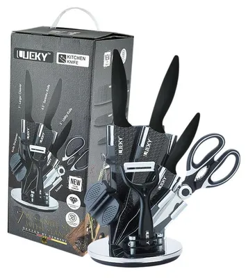 Produktbild von Messerblock Küchenmesser Edelstahl Messer Set 7-teilig Profi Schere & Schäler