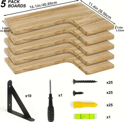 Immagine prodotto di Set di 5 mensole angolari a parete - Mensole sospese angolari - Scaffali in legno con struttura in metallo - Montaggio a parete - Ideali per l'arredamento di bagno e soggiorno - Colore: verde scuro (khaki)