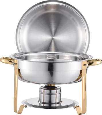 Produktbild von SucceBuy Chafing Dish Set Buffet Hochzeit Speisenwärmer Edelstahl 4,7L 4 Stk. Gold