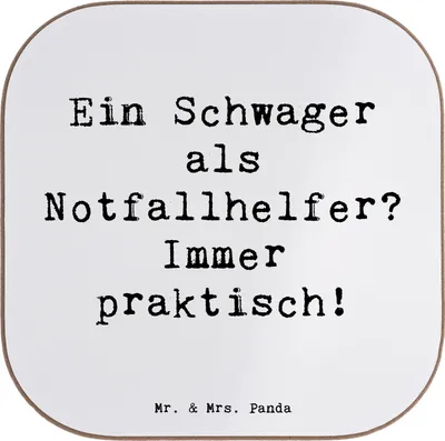 Produktbild von Mr. & Mrs. Panda PErsonalisierte Bierdeckel Schwager Notfallhelfer - Weiß - Geschenk, Hilfe in Not, Untersetzer, Lächeln, bedruckt, Verwandtschaft, einzigartige Designs
