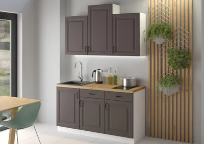 Produktbild von Landhaus Küche Stilo Grau 150 cm Küchenzeile Küchenblock Einbauküche Singleküche