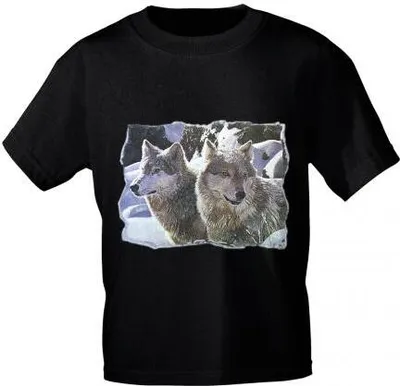 Produktbild von T-Shirt mit Print - Wölfe - 10818 - versch. Farben zur Wahl - Gr. S-2XL Color - schwarz Größe - L