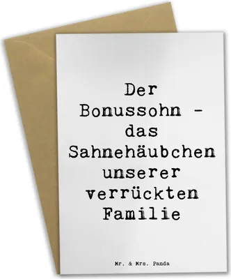 Produktbild von Mr. & Mrs. Panda babykarte Spruch Der Bonussohn - Weiß - Geschenk, Familienleben, Geschenke, Grußkarten, einladungskarten, osterkarte, Jubiläen, weihnachtskarten