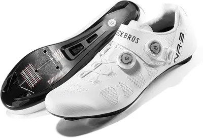 Produktbild von ROCKBROS Fahrradschuhe mit Nylonsohle, Atmungsaktive Rennradschuhe Kompatibel mit SPD-SL & Look KEO Cleats mit Drehverschluss Weiß 41
