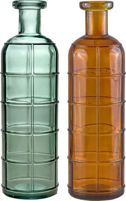 Vase Grafika Ozeangrün Bernsteingelb 1,7 Liter 10 x 33 cm Blumenvase Deko-Vase Tisch-Deko Hochzeit Geburtstag Vintage Wohn-Deko Dekoration Wohn-Accessoires