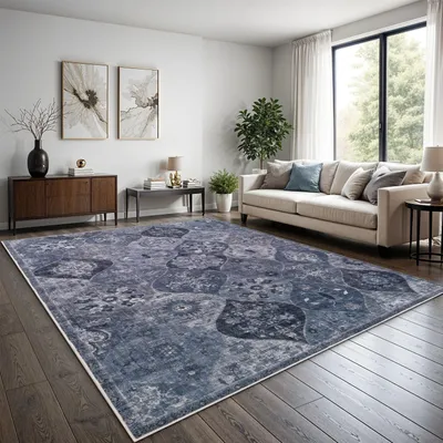 Obrázek produktu pro Koberec s nízkým vlasem - Boho vintage design - protiskluzový - pratelný - 120x160 cm - moderní pohodlí - koberec