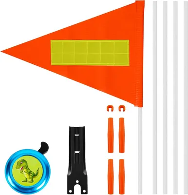 Productafbeelding van Fietsveiligheid Set - Kinderfiets accessoires - Veilig Fietsen - Reflecterende Vlag - 185 cm Vlag - Rood