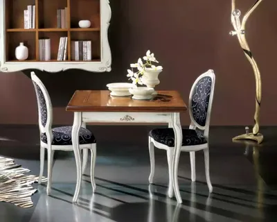 Immagine prodotto di Tavolo da pranzo con 4 sedie, set per sala da pranzo, gruppo tavolo e sedie, colore bianco