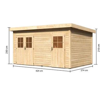 Produktbild von Karibu Gartenhaus Gerätehaus 2-Raum-Haus Mattrup naturbelassen 424x274x230 cm