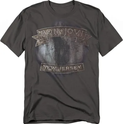 Immagine prodotto di Bon Jovi - Maglietta "New Jersey" per uomo/donna Unisex TV22766 (L) (Charcoal)