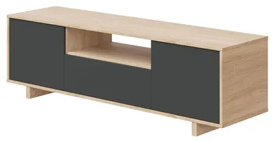 Image de CALICOSY - Meuble TV 3 portes + 1 niche de rangement Zaira - L150 cm