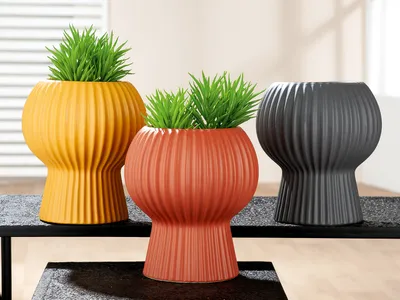 Zdjęcie produktu dla Gilde Vase, Futurama, Keramik, braun, gelb, grau, VE 3, 3fach sortiert, D. 17 cm Höhe: 19.00 cm Durchmesser: 17.00 cm 34318