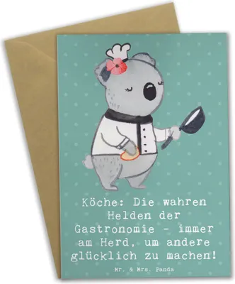 Produktbild von Mr. & Mrs. Panda Grußkarte Koch Helden - Meeresbrise - Geschenk, Künstler, Kochen, Berufsliebe, hochzeitskarten, glückwunschkarten, osterkarten, Berufspassion, Beruf