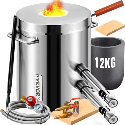 Image de VEVOR Kit de four de fusion au propane 12 kg Four de fusion à double brûleur 1482 ℃ Four à gaz