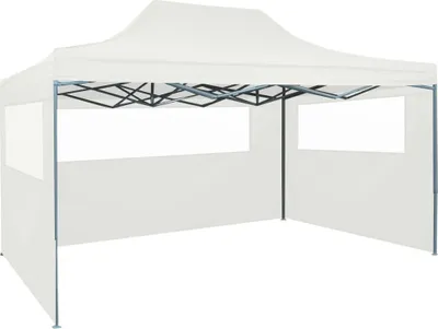 Image de Tente pliable de réception avec 3 parois 291x413x315 cm Blanc