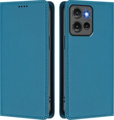 Obrázek produktu pro Kožené pouzdro pro Motorola Edge 50, magnetické flipové pouzdro zPolyuretankůže se stojánkem Jezerní modrá