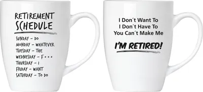 Image de BRUBAKER "Retirement schedule" Set de tasses en céramique - carte de vœux et paquet cadeau