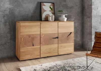Produktbild von Sideboard mit Holztüren 150cm "Belfast" Wildeiche massiv