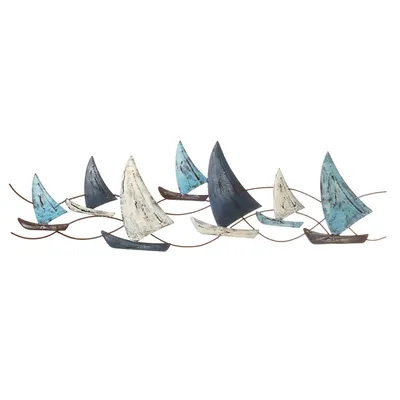 Produktbild von Annastore Wanddeko Segelschiff aus Metall 75 x 2,5 x 19 cm Wandskulptur Maritimdeko Wandbild Segelschiffe