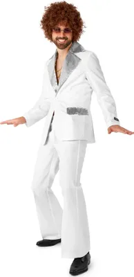 Produktbild von Disco Kostüm weiß Anzug - für Karneval Halloween Größe: XL